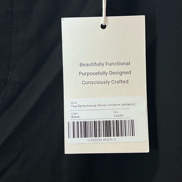 Everlane The Performance Chino Pants Slim Fit Black Men's 33X34 NWT Uniform - Picture 9 of 11